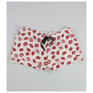 P.J. Salvage Womens Red Lips Pajama Shorts, Off-White, S, DM